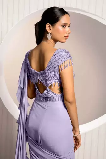 Lavender Weed Drape Saree