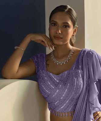 Lavender Weed Drape Saree 8