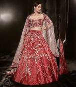 Red Embrodered Lehenga Set