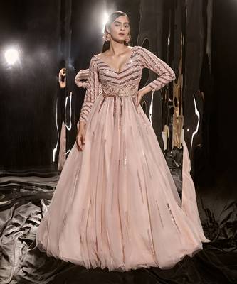 Pinkish Nude Embroidered Gown 1