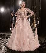 Pinkish Nude Embroidered Gown