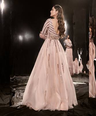 Pinkish Nude Embroidered Gown 2