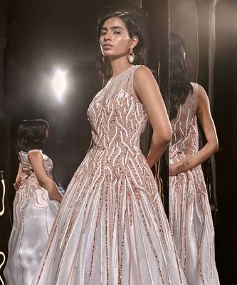 Ice Blue Embroidered Gown 2