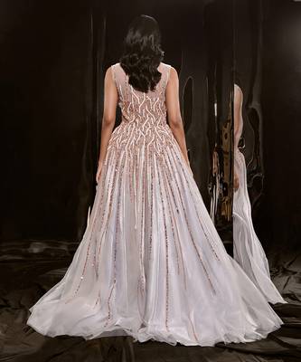 Ice Blue Embroidered Gown 3