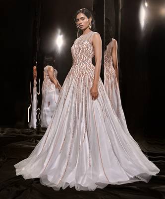 Ice Blue Embroidered Gown 4