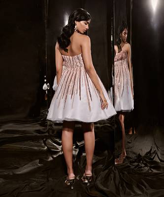 Ice Blue Embroidered Corset Dress 2