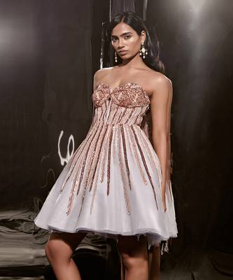 Ice Blue Embroidered Corset Dress 3