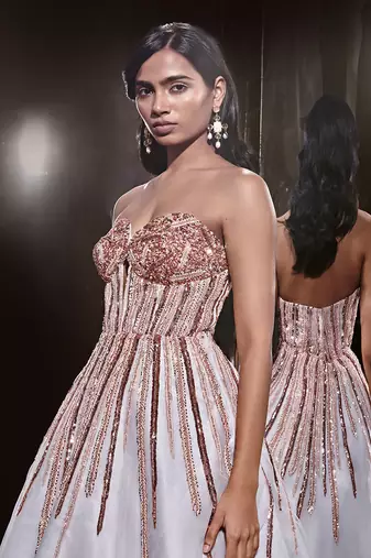 Ice Blue Embroidered Corset Dress