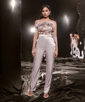 Lilac Embroidered Ruffle Jumpsuit 1