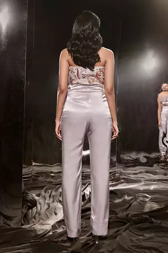Lilac Embroidered Ruffle Jumpsuit