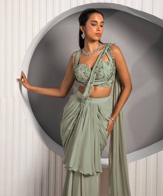 Green Violet Saree 2
