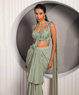Green Violet Saree 3