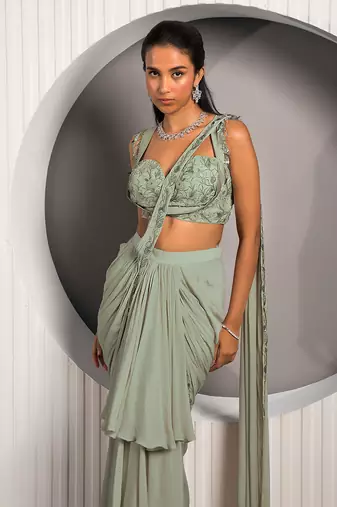 Green Violet Saree