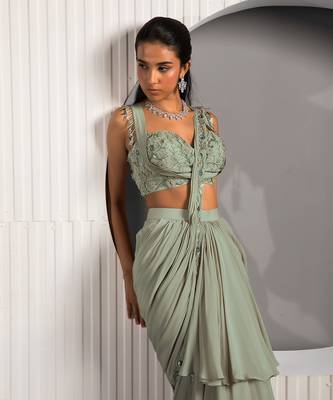Green Violet Saree 4