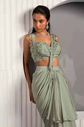 Green Violet Saree