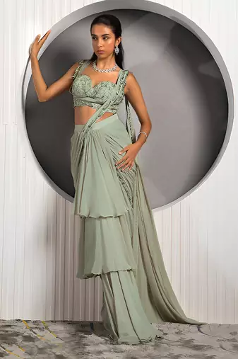 Green Violet Saree