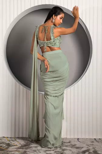 Green Violet Saree