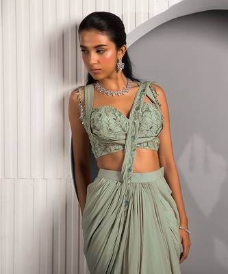 Green Violet Saree 7