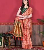 Red Soft Raw Silk Digital Print pPatola Saree With Blouse For Women
