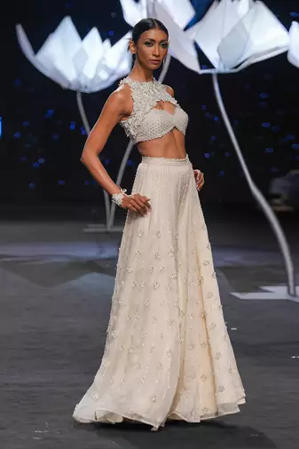 Argent White Hand Embroided Sharara Set