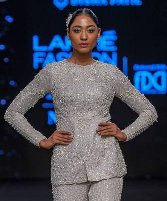 Lustrous Silver Classic Pant Suit 2