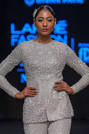 Lustrous Silver Classic Pant Suit