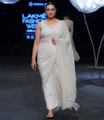 Argent White Hand Embroidered Pre Drape Saree Set