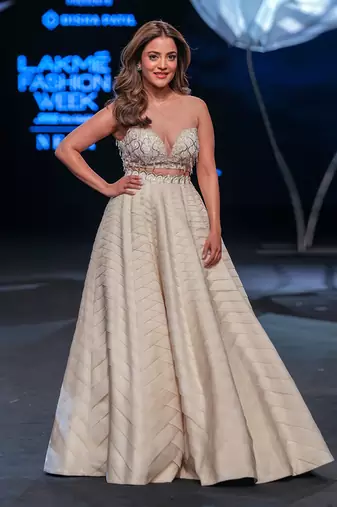 Argent White Organza Pleated Lehenga Set