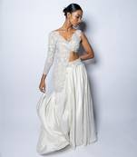 Argent White Assymetrical Embellished Jacket Set