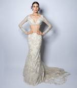 Argent White Fitted Trail Skirt Set