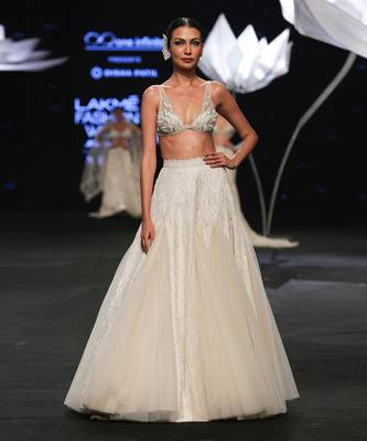 Argent White Godet Embellished Lehenga Set 1