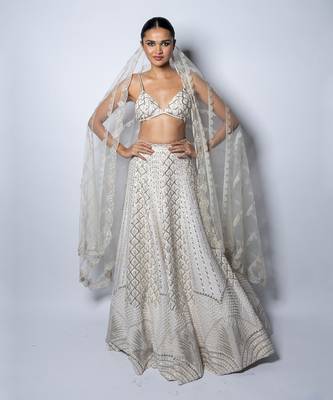 Argent White Princess Taril  Lehenga Set 1