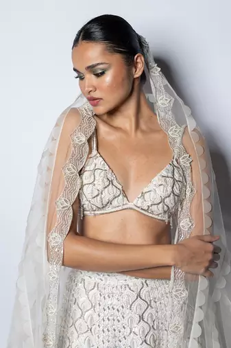 Argent White Princess Taril  Lehenga Set