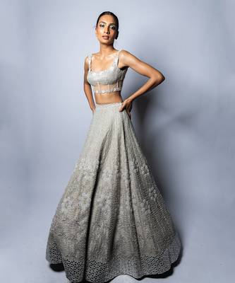 Valentine Silver Foil Lehenga Set 1