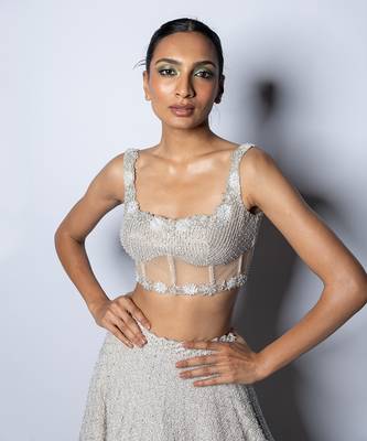 Valentine Silver Foil Lehenga Set 2