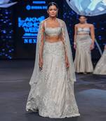 Valentine Silver Thin & Thick Kali Lehenga Set