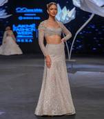 Lustrous Silver Sheer Box Pleat Lehenga Set