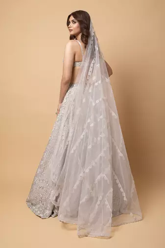 Lustrous Silver Queen Lehenga Set