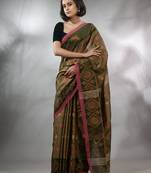 Sap Green Tissue Handwoven Soft Saree With Texture Designs
