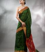 Beige Handwoven Cotton Silk Saree With Geometric Designs