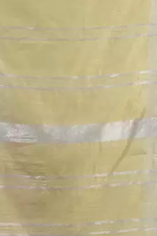 Ecru Cotton Silk Handwoven Saree With Zari Woven Stripes Pallu