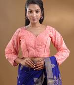 Pink Chikankari Blouse With Paisley Designs And Sequins Free Size