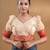 Off White And Red Hakoba Cotton Blouse With Floral Embroidery And Ruffles Free Size