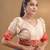 Off White And Red Hakoba Cotton Blouse With Floral Embroidery And Ruffles Free Size
