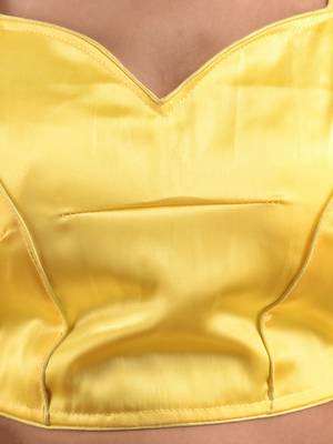 Yellow And Golden Blended Silk Blouse Free Size 5