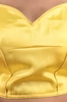 Yellow And Golden Blended Silk Blouse Free Size