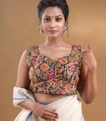 Navy Blue Georgette Embroidered Readymade Blouse