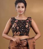 Black Georgette Blouse With Floral And Paisley Embroidery Free Size