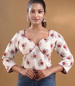 White Cotton Blouse With Elephant Print Free Size