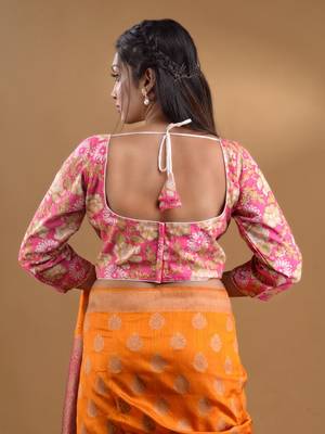 Pink Cotton Blouse With Floral Print Free Size 5